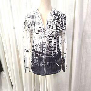 2/$30 Big Bang AOP New‎ York Lightweight Womens Hoodie Size M Zip Closure